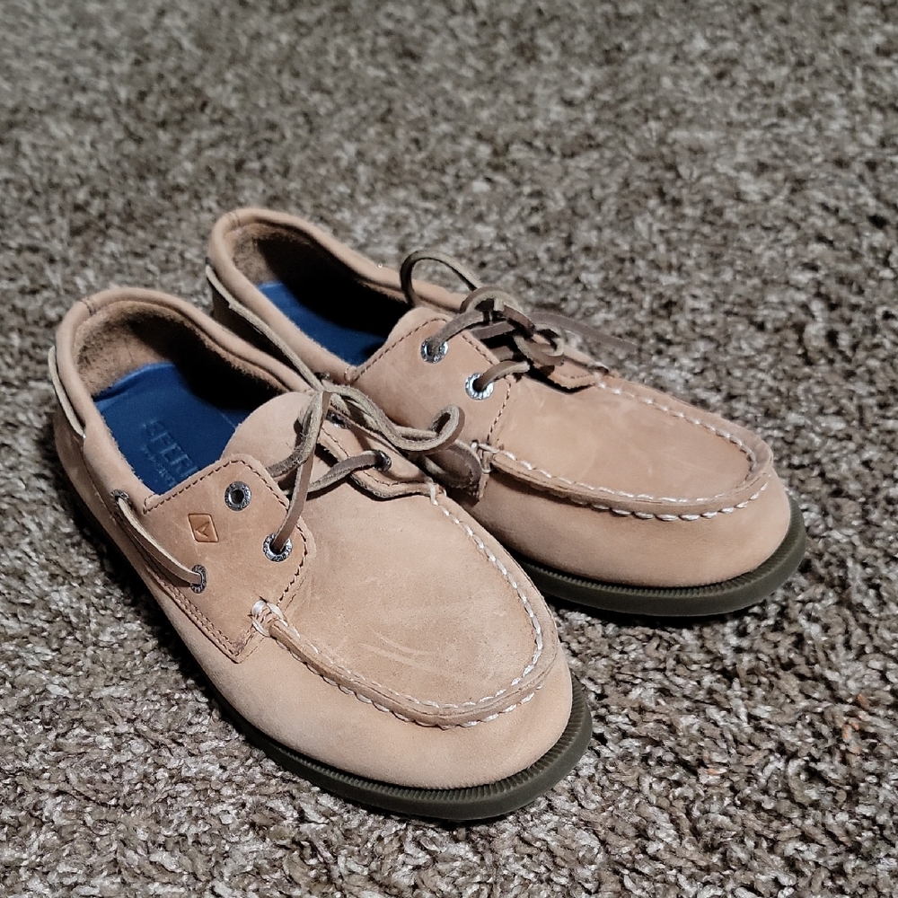 Sperry Top-Sider Girls Size 1.5 Tan Boat Shoes Like New